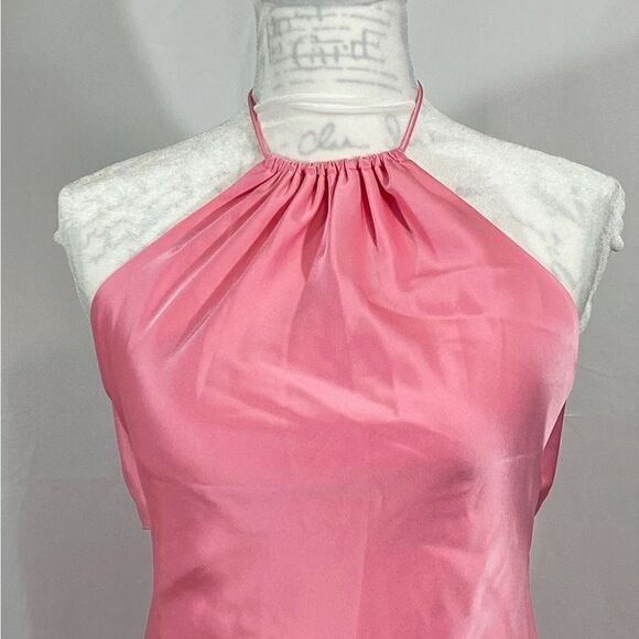 Alice + Olivia Rayni Satin Halterneck High Low Midi-Dress size 0 - Picture 6 of 11
